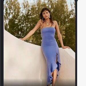 Free people made me blush midi. Periwinkle blue tube dress. Fits like a small.